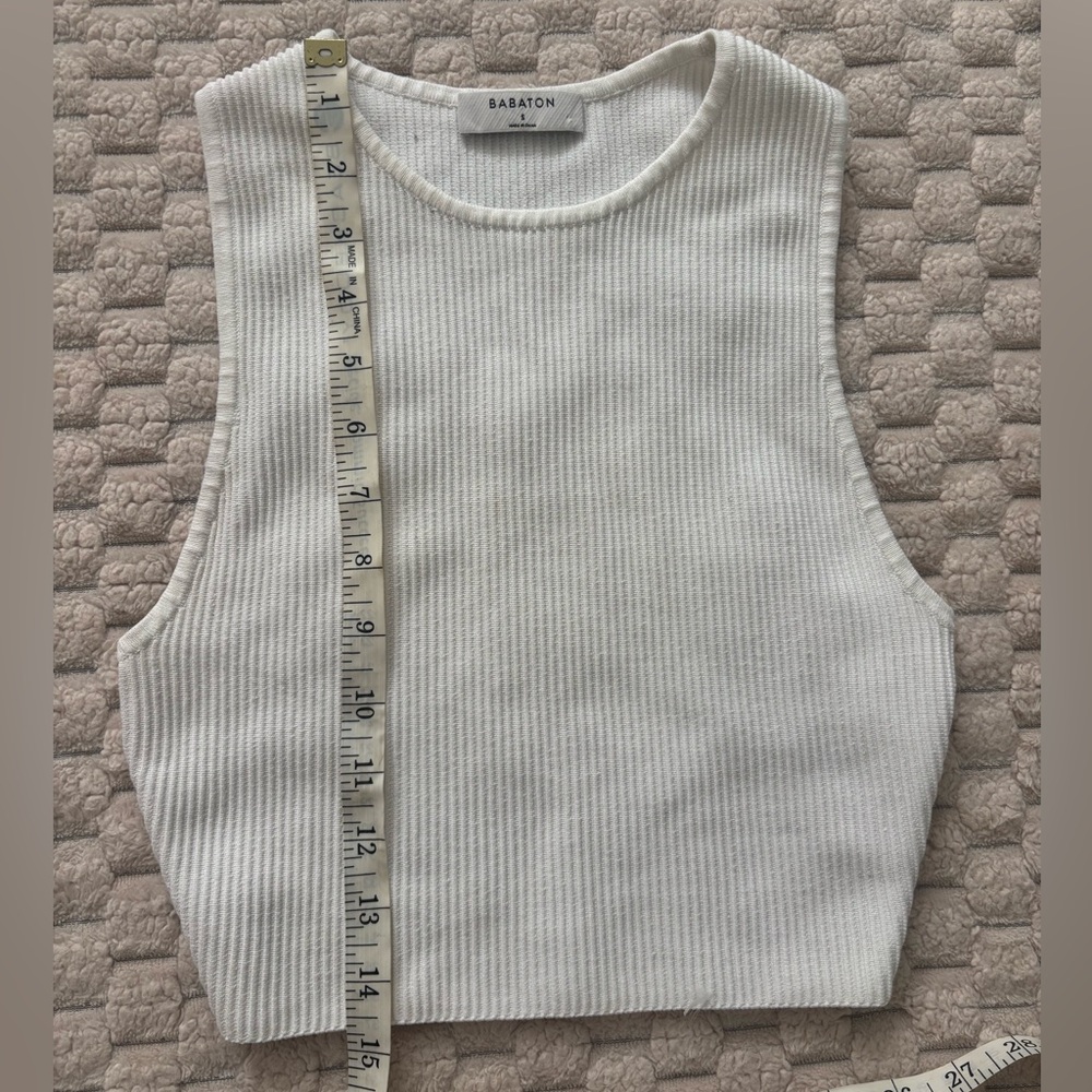 Aritzia sculpt knit racer cropped tank - white